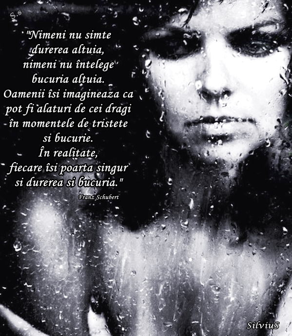 Nimeni nu simte durerea altuia, nimeni nu înţelege bucuria altuia.
